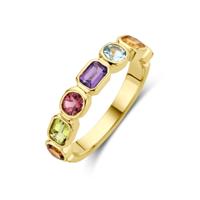 14k Geelgouden Ring met Amethist, Sky Blue Topaas, Citrien, Peridot en Roze Topaas - Kleurrijke Elegantie
