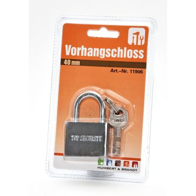 Hangslot met 3 sleutels - 40 mm - messing - kofferslot
