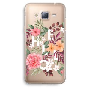 Hello in flowers: Samsung Galaxy J3 (2016) Transparant Hoesje