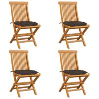 Tuinstoelen 4 st met taupe kussens massief teakhout