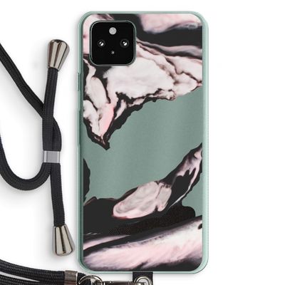 Roze stroom: Pixel 5a 5G Transparant Hoesje met koord