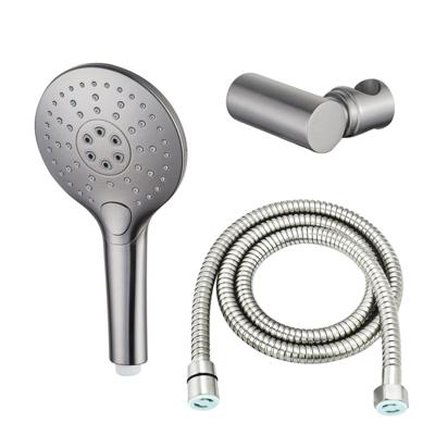 Fortifura Calvi Handdoucheset - Ø12 - rond - 3 straalsoorten - met houder - met anti twist slang - 150cm - Geborsteld RVS PVD (RVS) SW799447/sw720566 /sw706208