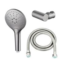 Fortifura Calvi Handdoucheset - Ø12 - rond - 3 straalsoorten - met houder - met anti twist slang - 150cm - Geborsteld RVS PVD (RVS) SW799447/sw720566 /sw706208