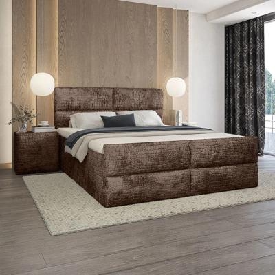 OP=OP Vaste Boxspring Croco - 80 x 200 Velvet Bruin | Incl. Voetbord