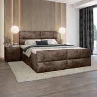 OP=OP Vaste Boxspring Croco - 80 x 200 Velvet Bruin | Incl. Voetbord