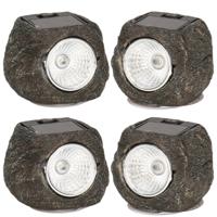 Cepewa LED lamp/spot - 4x - solar verlichting - steen vorm - LED - 13 x 9 cm - tuinverlichting
