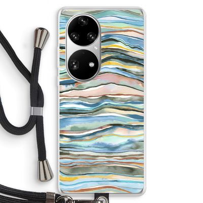 Watercolor Agate: Huawei P50 Pro Transparant Hoesje met koord