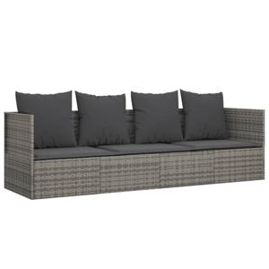 vidaXL Loungebed met kussens poly rattan grijs