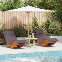 Ligstoel 2 pcs Bruin 60 x 154 x 74cm Massief acaciahout