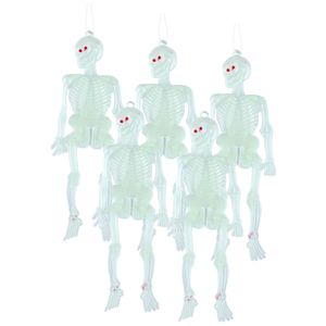 Horror skeletjes - 50x - glow in the dark - hangend - 14 cm - Halloween decoratie