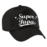 Super papa vaderdag cadeau pet - baseball cap - zwart - voor heren - kado voor vaders Super papa vaderdag cadeau pet - baseball cap - zwart - voor heren - kado voor vaders