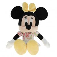 Pluche Minnie Mouse knuffel 30 cm geel met bloemen jurkje - thumbnail