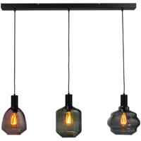 Masterlight 3-lichts hanglamp - zwart -Porto met verschillende glazen - 2711-05-05-100-3-341