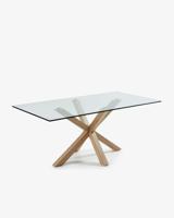 Kave Home Kave Home Argo, Argo glazen tafel en stalen poten met houteffect 200 x 100 cm