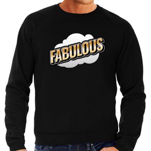 Fabulous fun tekst sweater voor heren zwart in 3D effect