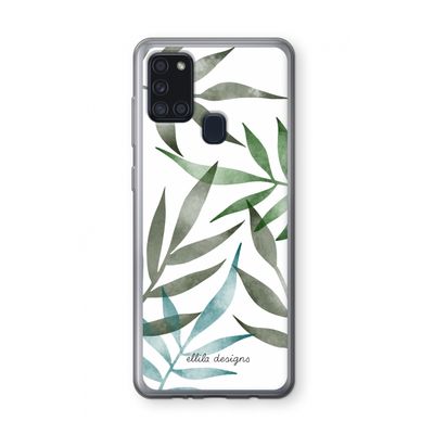 Tropical watercolor leaves: Samsung Galaxy A21s Transparant Hoesje