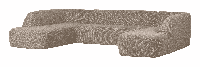 WOOOD Lounge U-Bank 'Sloping' Chenille, kleur Naturel