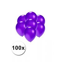 Party ballonnen - klein formaat - paars - 100x - 13 cm - feestartikelen/versiering - thumbnail