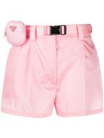 Prada short à taille ceinturée à pochette - Rose