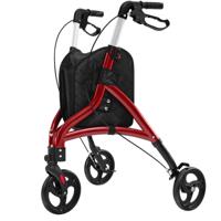Loopwagen voor Senioren Opvouwbare Rollator met Lichtgewicht Aluminium Frame 20 cm Grote Wielen Rood