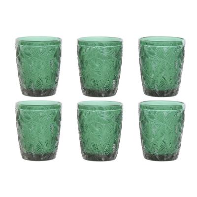 Glazenset Home ESPRIT Groen Kristal Met reliëf 300 ml