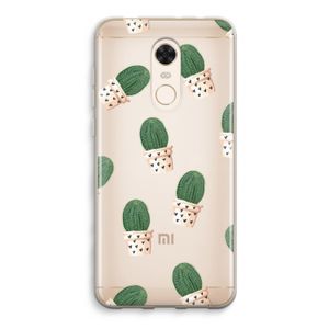 Cactusprint roze: Xiaomi Redmi 5 Transparant Hoesje
