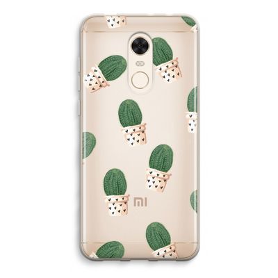 Cactusprint roze: Xiaomi Redmi 5 Transparant Hoesje