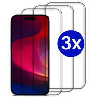 Triple Pack - Screenprotector geschikt voor iPhone 15 Plus - Premium - Volledig bedekt - Edge to edge - Tempered Glass - Beschermglas - Glas - 3x Screenprotector - Transparant