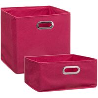 Set van 2x stuks opbergmanden/kastmanden 14 en 29 liter framboos roze van linnen 31 cm - Opbergkisten - thumbnail