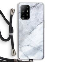 Witte marmer: Oppo A94 5G Transparant Hoesje met koord