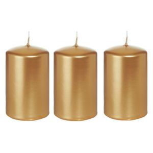 5x Gouden cilinderkaars/stompkaars 5 x 8 cm 18 branduren