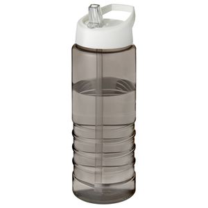 Sport bidon Hi-eco gerecycled kunststof - drinkfles/waterfles - donkergrijs/wit - 750 ml - Drinkflessen