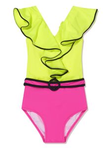 Nessi Byrd Kids maillot de bain ceinturé à col v - Vert