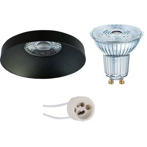 LED Spot Set - LEDVANCE Parathom PAR16 930 36D - Pragmi Vrito Pro - GU10 Fitting - Dimbaar - Inbouw Rond - Mat Zwart - 5.5W - Warm Wit 3000K - Ø82mm