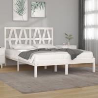 Bedframe massief grenenhout wit 120x190 cm
