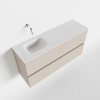 Toiletmeubel Mondiaz Ada | 100 cm | Meubelkleur Linen | Lex wastafel Talc Links | Zonder kraangat