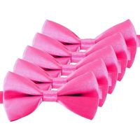 5x Roze verkleed vlinderstrikken/vlinderdassen 12 cm voor dames/heren   - - thumbnail