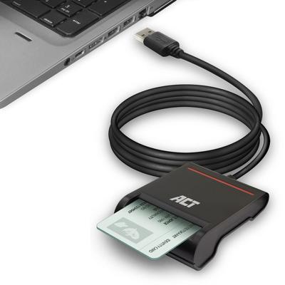 ACT externe usb 2.0 smartcard eid kaartlezer, zwart