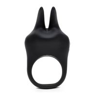 Sensation Rechargeable Vibrating Rabbit Love Ring - Black