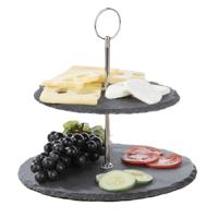 HI Etagère - leisteen - 2-laags - diameter 20 en 25 cm - serveerplateau - taartstandaard