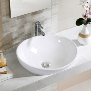 Opzetwastafel Ovaal Keramisch Bekken met Eenvoudig Modern Design voor Badkamer Toilet Restaurant Hotel 41 x 33,5 x 14 cm Wit