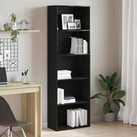 Boekenkast 60x30x189 cm spaanplaat zwart eikenkleurig