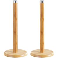 2x Bamboe houten keukenrolhouders rond 14 x 32 cm