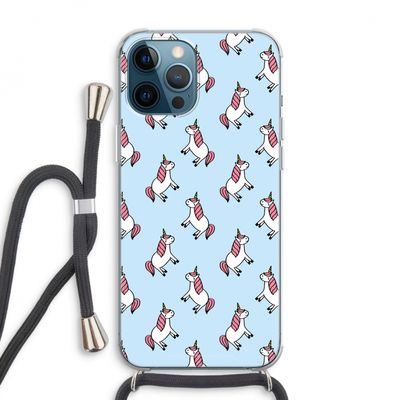 Eenhoorns overal: iPhone 12 Pro Max Transparant Hoesje met koord