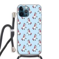 Eenhoorns overal: iPhone 12 Pro Max Transparant Hoesje met koord