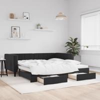 Slaapbank met onderschuifbed en lades 90x190 cm fluweel zwart