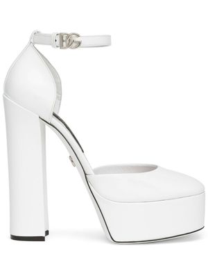 Dolce & Gabbana escarpins en cuir verni à plateforme 105 mm - Blanc