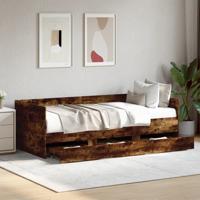 Slaapbank met lades zonder matras 90x190 cm gerookt eikenkleur