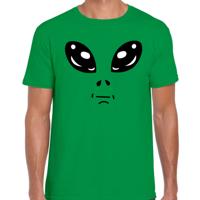 Verkleed T-shirt heren - groen - Alien / buitenaards wezen gezicht - Carnaval