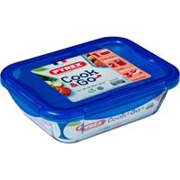 Pyrex Cook & Go Glazen Ovenschaal + Deksel 24x18x6 cm Transparant/Blauw Pyrex Cook & Go Glazen Ovenschaal + Deksel 24x18x6 cm Transparant/Blauw